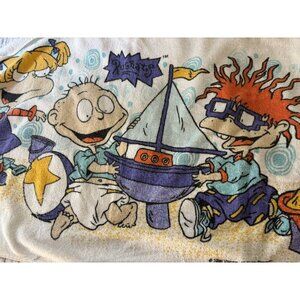 Vintage Rugrats Beach Towel White Angelica Tommy Chucky Cotton Vacation